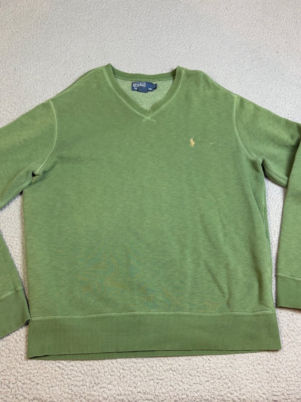 Polo Ralph Lauren Sweatshirt Mens Size Large Green V-Neck Casual Logo